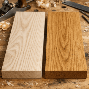 Доски дуба и ясеня - сравнение